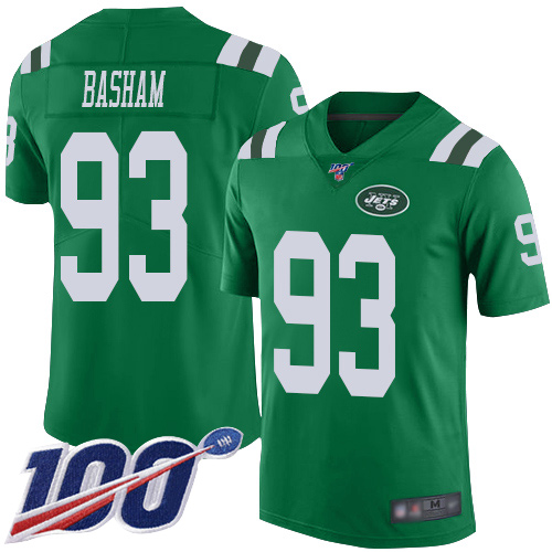 New York Jets Limited Green Youth Tarell Basham Jersey NFL Football #93 100th Season Rush Vapor Untouchable